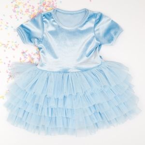 Baby Girl Blue Tutu, Party, Birthday, Princess, Tulle, Velvet, Dress